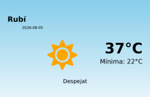 El temps avui 5 de Agost de 2026 a Rubí segons l’AEMET